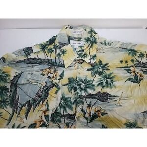 Pierre Cardin Mens Hawaiian Shirt  Tropical Floral Button Up XL Short Sleeve
